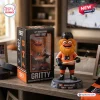 Front view of Philadelphia Flyers Gritty 60th Anniversary vinyl figure standing beside its packaging box.