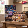 Front view of Pink Floyd Little People Collector Advent Calendar with twenty-four figures displayed on wooden tiers.
