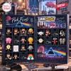 Open view of the Pink Floyd Little People Collector Advent Calendar featuring band member figurines and iconic album art motifs.