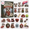 Front view of a Pitbull Dog Characters Christmas Advent Calendar box with twenty-four acrylic ornaments displayed.