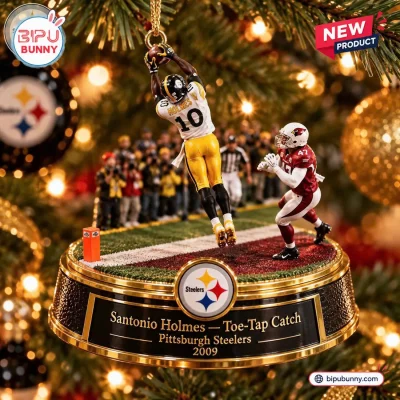Pittsburgh Steelers Santonio Holmes Toe-Tap Catch Christmas Ornament
