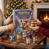 Front view of Pokémon 30th Anniversary Eeveelutions Winter Wonderland 2026 Advent Calendar surrounded by figures.