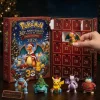 Hand opening numbered window of Charizard Edition 2026 Advent Calendar with holiday figures.