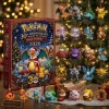Front view of the 2026 advent calendar box next to a decorated Christmas tree with creature ornaments.