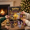 Front view of the 2026 Pokémon advent calendar with figures displayed on a wooden table.