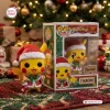 Front view of a Pokémon Pikachu Christmas Vinyl Figure in Santa outfit standing beside its printed box.