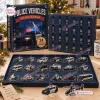 Front view of a Police Vehicles Christmas Advent Calendar with open boxes displaying acrylic ornaments.