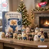 Front view of Pomeranian Winter Advent Calendar 2026 with twenty four acrylic ornaments arranged on a wooden table.