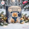 Front view of Pomeranian Winter Advent Calendar box in snow with acrylic ornament.
