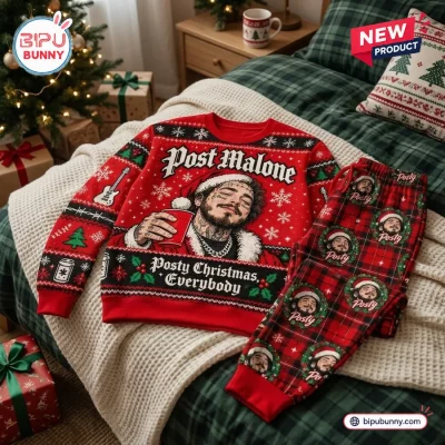 Post Malone Christmas Sweater And Jogger Pants Set
