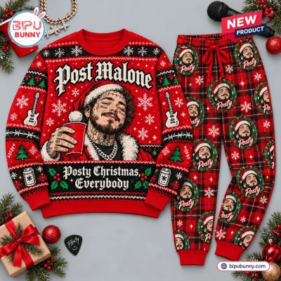 Post Malone Christmas Sweater And Jogger Pants Set