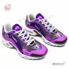 Side view of Prince Purple Air Max Plus Sport Shoes featuring purple and black graphic patterns.