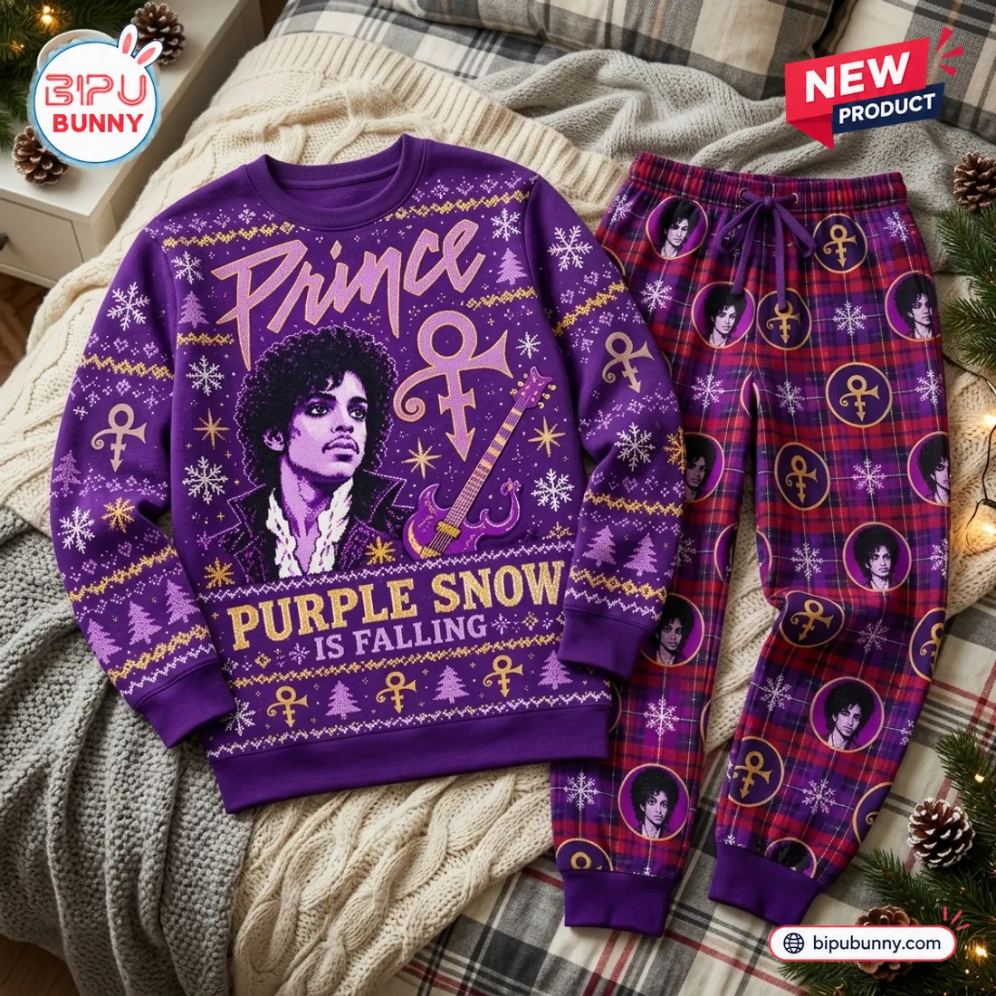 Prince Purple Ugly Christmas Sweater Jogger Set Prince Purple Ugly Christmas Sweater Jogger Set