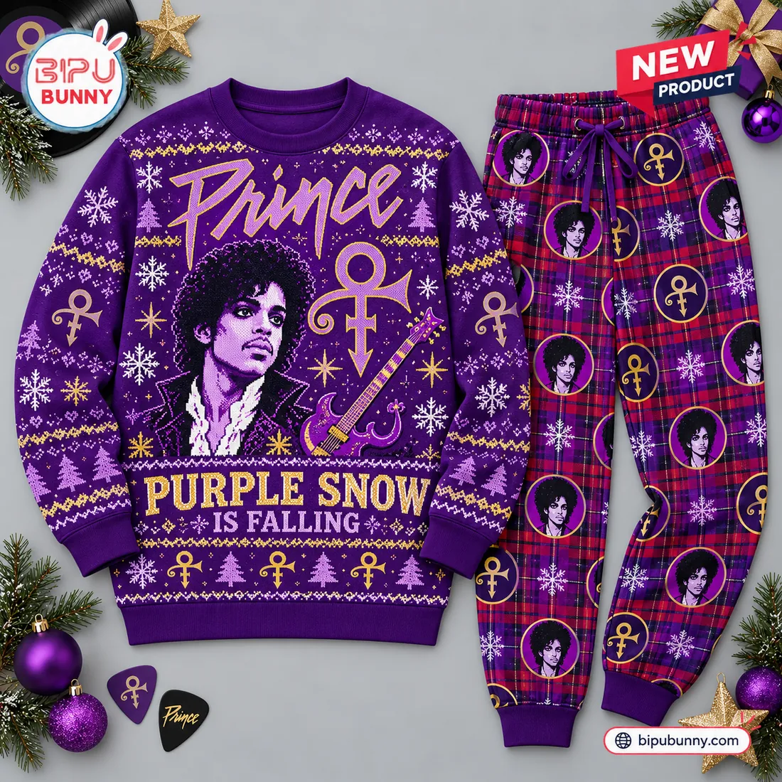 Prince Purple Ugly Christmas Sweater Jogger Set Prince Purple Ugly Christmas Sweater Jogger Set