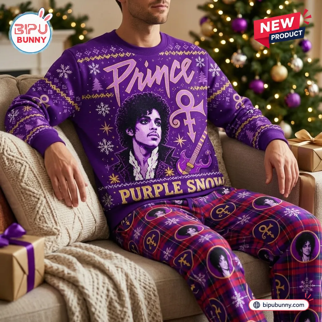 Prince Purple Ugly Christmas Sweater Jogger Set Prince Purple Ugly Christmas Sweater Jogger Set