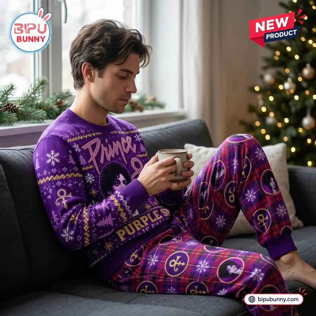Prince Purple Ugly Christmas Sweater Jogger Set Prince Purple Ugly Christmas Sweater Jogger Set