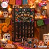 Front view of the Pueblo Del Dia de Muertos 2026 Advent Calendar surrounded by festive decorations.