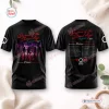 Front and back view of the Queens Of The Stone Age Tour Black Shirt with concert graphics and dates.