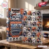 Front view of a Riddell Denver Broncos Mini Helmet Advent Calendar with an open display case of 24 helmets.