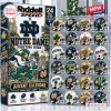Front view of a Riddell Notre Dame Fighting Irish mini helmet advent calendar box and collector set.