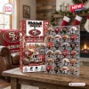 Front view of a Riddell San Francisco 49ers mini helmet advent calendar and display case.