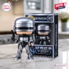 Front view of the Robocop OCP Police 001 40th Anniversary Figure standing outside its packaging box.