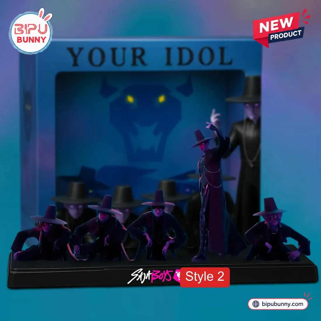 Style 2 Saja Boys Kpop Demon Hunters PVC Toy Figurine five-member dark stage formation set