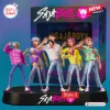 Front view of Saja Boys Kpop Demon Hunters PVC Toy Figurine set in stylish colorful outfits.