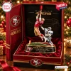 Front view of San Francisco 49ers Dwight Clark Christmas Ornament displayed inside a red velvet gift box.