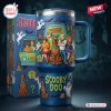 Front view of Scooby Doo Mystery Machine 40oz Tumbler featuring cartoon characters and haunted house graphics.