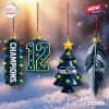 Front view of four hanging holiday ornaments including a number 12 and feather for a Seattle Seahawks 2026 Advent Calendar.