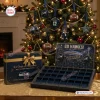 Front view of a Seattle Seahawks NFL Christmas Advent Calendar with open boxes and gift packaging near a decorated tree.