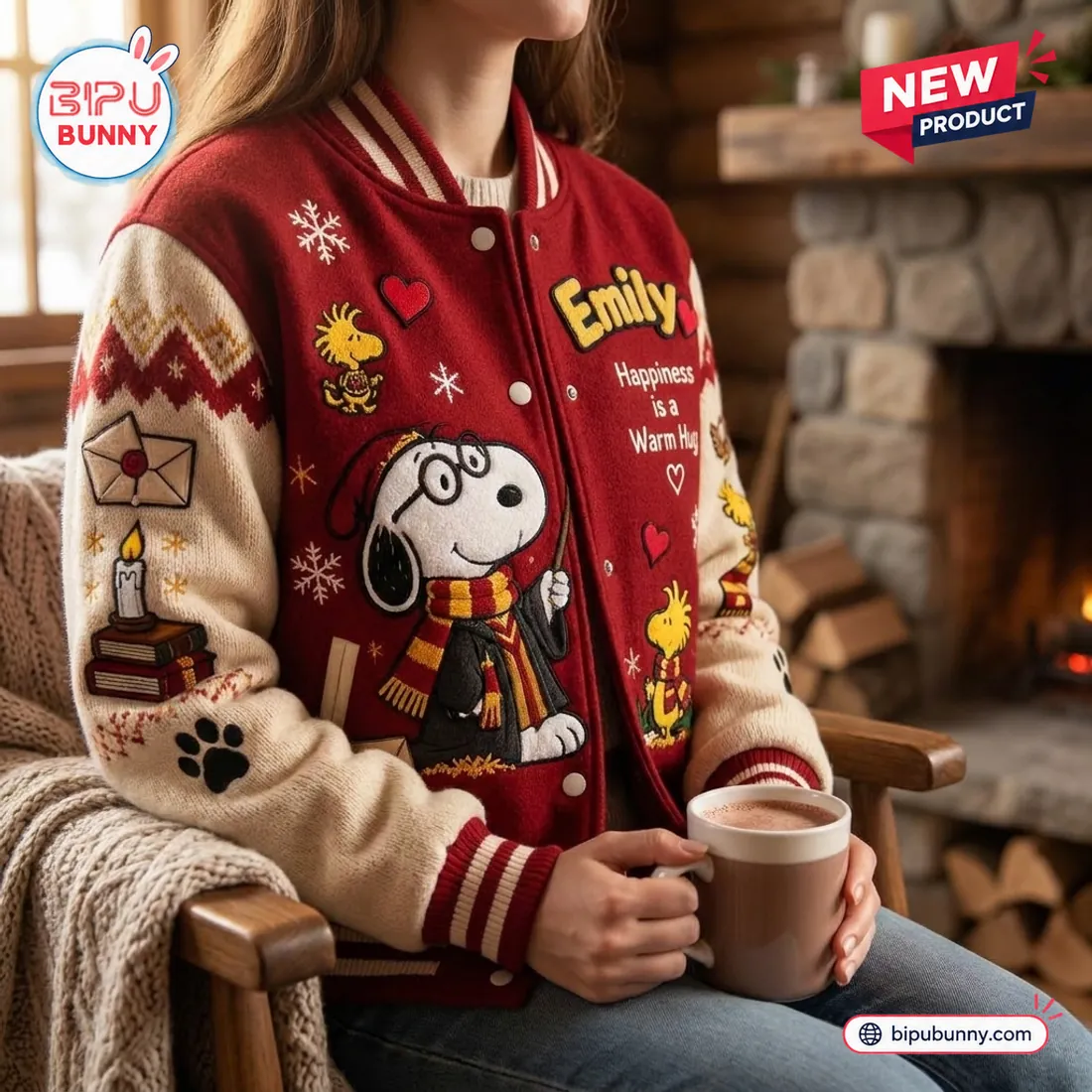 Snoopy Happiness Is A Warm Hug Varsity Jacket Snoopy Happiness Is A Warm Hug Varsity Jacket