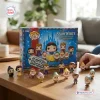 Front view of Snow White 90th Anniversary Advent Calendar box with vinyl figures arranged on a wooden table.