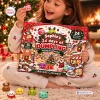 Girl holding Sophia's Dumpling Squishy Christmas Advent Calendar in front of a tree.