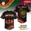 Front and back view of the Soror Monique Juneteenth Black History Month Baseball Jersey featuring graphic prints.