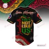 Back view of the Soror Monique Juneteenth Black History Month Baseball Jersey featuring graphic text and African motifs.