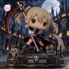 Front view of Soul Eater Maka Albarn Collectible Figure holding a large scythe on a gothic base.