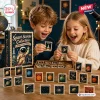 Children holding space stamps from an open Space Stamps Collection Advent Calendar 2026 box.