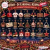Front view of St. Louis Cardinals Red Bird Baseball Advent Calendar showing twenty-four numbered holiday ornaments.