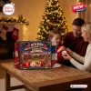 Family opening a St. Louis Cardinals Red Bird Baseball Advent Calendar in a holiday setting.