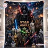 Front view of the Star Wars 50th Anniversary Cosmic Blanket featuring characters in space.