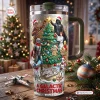 Front view of a Star Wars Christmas Tree 40oz Tumbler Cup featuring holiday characters and text.