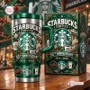 Front view of the Starbucks 55th Anniversary 1971 - 2026 Handle Tumbler with matching green box.