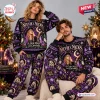 Lifestyle view of two models wearing the Stevie Nicks Christmas Celestial Sweater and Jogger Set in a holiday setting.