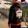 Rear view of Sydney Roosters 2026 Grand Final Black Hoodie worn at a stadium.