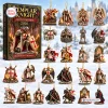 Front view of the Templar Knight Resin Advent Calendar 2026 packaging alongside twenty-four medieval warrior ornaments.