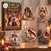 Front view of the Templar Knight Resin Advent Calendar 2026 packaging alongside five medieval knight figurines.