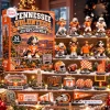 Front view of the Tennessee Volunteers advent calendar with 24 collectible figurines displayed on wooden shelves.