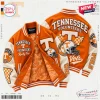 Front and back view of the Tennessee Volunteers Chenille Patch Varsity Baseball Jacket in orange and white.